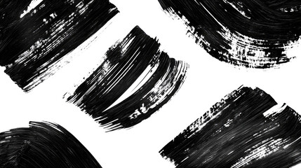 Poster - Black Ink Brush Strokes on Clear Background Generative AI