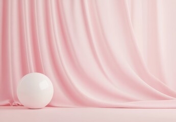 Poster - White sphere against pink fabric backdrop.