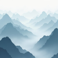 Canvas Print - Misty Blue Mountains Landscape Panorama - Minimalist Landscapes