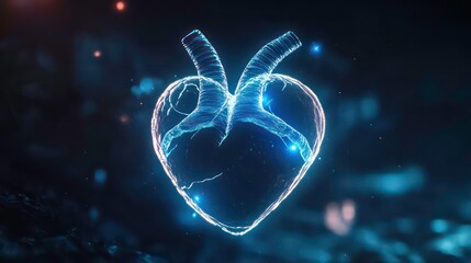 Fototapete - glowing digital heart anatomy illustration.