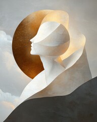 Poster - Surreal artistic dreamlike abstraction ethereal landscape digital artwork soft textures view abstract geometry