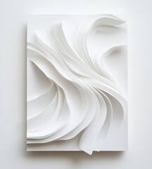 Poster - Abstract white paper sculpture with flowing, layered curves.