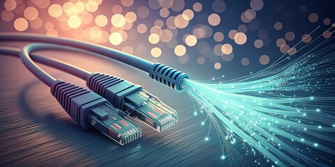 Poster - A cable is shown with a blue and white background