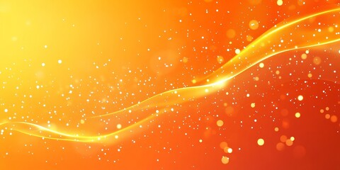 Poster - Abstract orange wave with glowing particles.