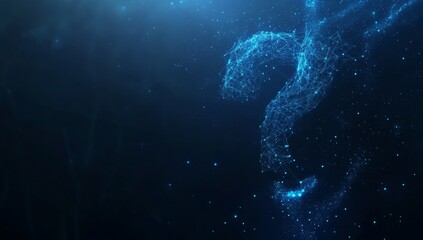 Poster - Abstract glowing blue question mark.
