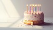 © Almahyra - Delicious birthday cake with lit candles and sprinkles.