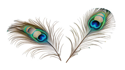 Poster - Isolated Decorative Peacock Feathers Generative AI