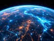 © Zilvinas - Nighttime Earth with glowing city lights and network connections across the globe.