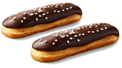 Poster - French Chocolate Eclair on Clear Background Generative AI