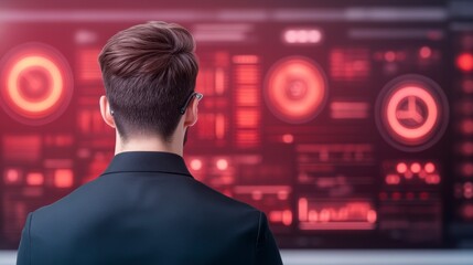 Poster - Business Professional Analyzing Data on Digital Screen in Modern Office Environment