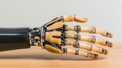 Poster - Advanced Robotic Hand with Intricate Mechanisms and Realistic Design Features
