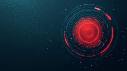 Fototapete - Futuristic Red Circular Design with Abstract Particles on Dark Background