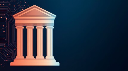 Poster - Modern Architecture Meets Technology in Digital Banking Concept Illustration