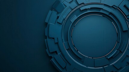 Poster - Abstract futuristic geometric pattern with circular design on dark background