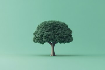 Canvas Print - Single stylized tree on a green background