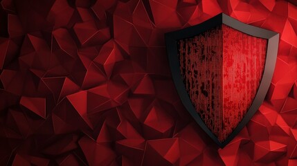 Poster - Abstract Red Background with Shield Symbolizing Security and Protection Concept