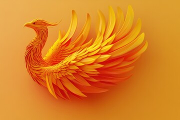 Poster - Golden Phoenix Bird Abstract Art Design