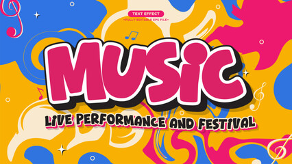 Poster - Music Live Performance and Festival Text Effect with Abstract Background and Colourful Style
