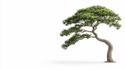 Isolated lush green pine tree on white.