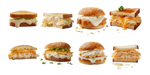 Wall Mural - Delicious Sandwich Variety for Food Lovers,PNG set collection, isolated on transparent background