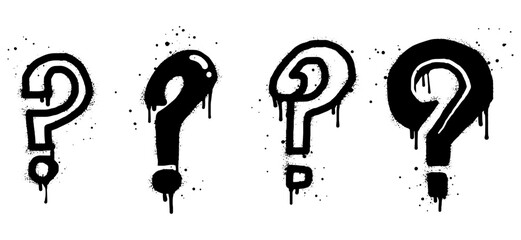Poster - Set of Spray painted graffiti question marks in black over white. question drip symbol. isolated on white background. vector illustration