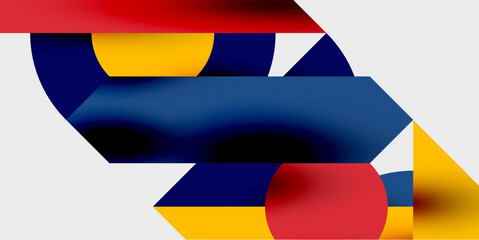 Poster - Modern abstract background featuring circles, lines, and triangles in a dynamic geometric composition. Perfect for stylish, tech, or creative-themed designs