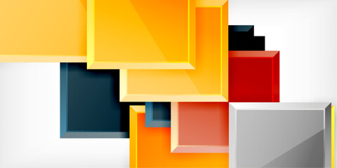 Aufkleber - Glass toy style square shapes abstract design. Vector Illustration For Wallpaper, Banner, Background, Card, Book Illustration, landing page