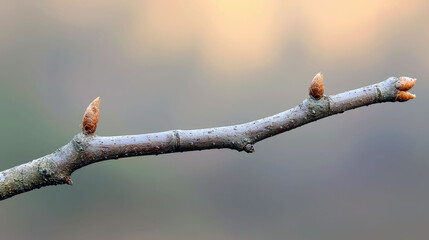 Sticker - Close-up of Tree Branch with Buds in Spring: Nature's Awakening