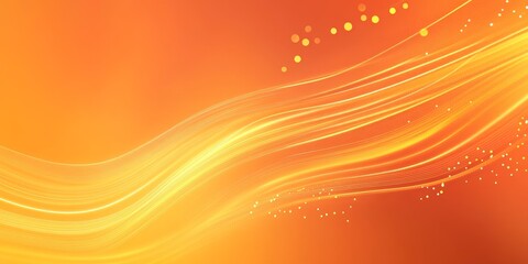 Poster - Abstract orange and yellow wave background with glowing lines and particles.