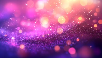 Poster - Pink purple glitter bokeh background.