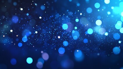 Poster - Abstract blue bokeh background with glowing particles and light.
