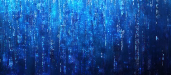 Poster - Abstract Digital Rain: Blue Data Stream Background
