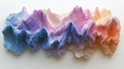 Sticker - Layered Landscape: An Abstract Paper Sculpture of Pastel Mountains