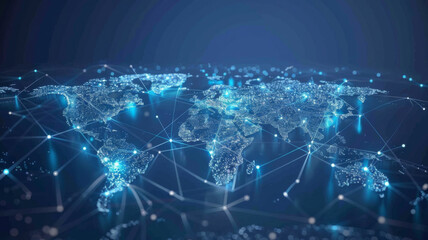 Poster - Map connecting worldwide data cloud computing tech concept abstract global transfer
