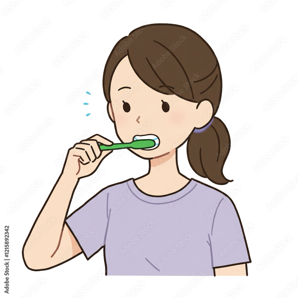 Ilustración de Stock 歯を磨く女性のイラスト素材 | Adobe Stock