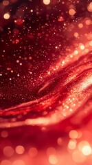 Wall Mural - Digital technology abstract red glitter liquid poster background