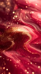 Wall Mural - Digital technology abstract red glitter liquid poster background