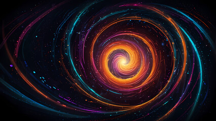 Wall Mural - Neon Light Swirl: Abstract Vortex Illustration