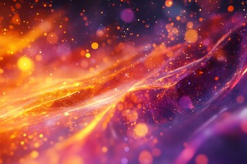Fototapete - Vibrant abstract background featuring colorful light waves and particles in digital art style