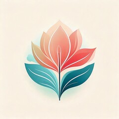 Wall Mural - floral logo design is minimalist and elegant, using smooth lines and simple geometric