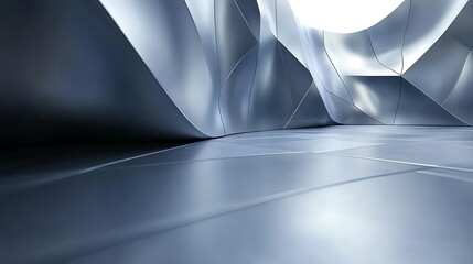 Abstract Metallic Architectural Space Design Rendering
