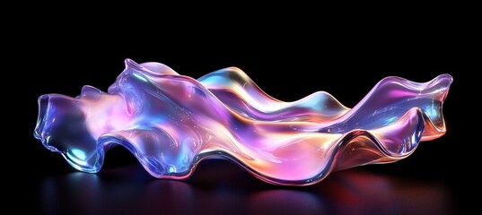 Aufkleber - Abstract iridescent liquid form on black background.