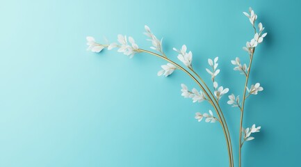 Poster - Delicate white branches on a light blue background.