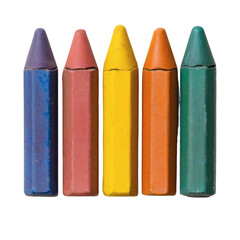 Poster - Clay-modeled crayons with calming hues, smooth edges, and a modern minimal design. Isolated on white with ample spacing.