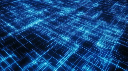 Poster - Abstract Digital Network: Glowing Blue Lines on a Dark Background