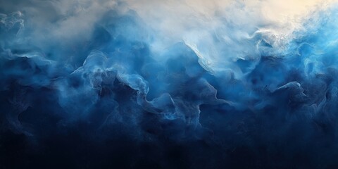 Wall Mural - A blue ocean with white clouds and a splash of white