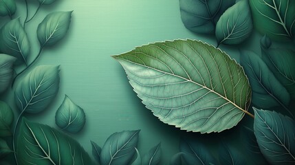 Wall Mural - A leafy green leaf is the main focus of the image