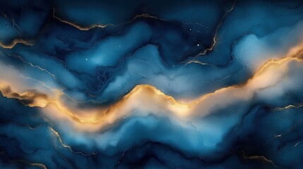 Wall Mural - A blue and gold wave