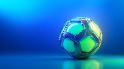 Poster - abstract iridescent sphere on blue background