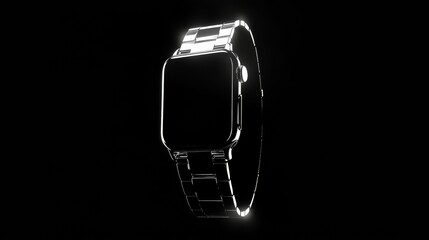 Poster - Sleek Metal Smartwatch Displayed in Dark Studio
